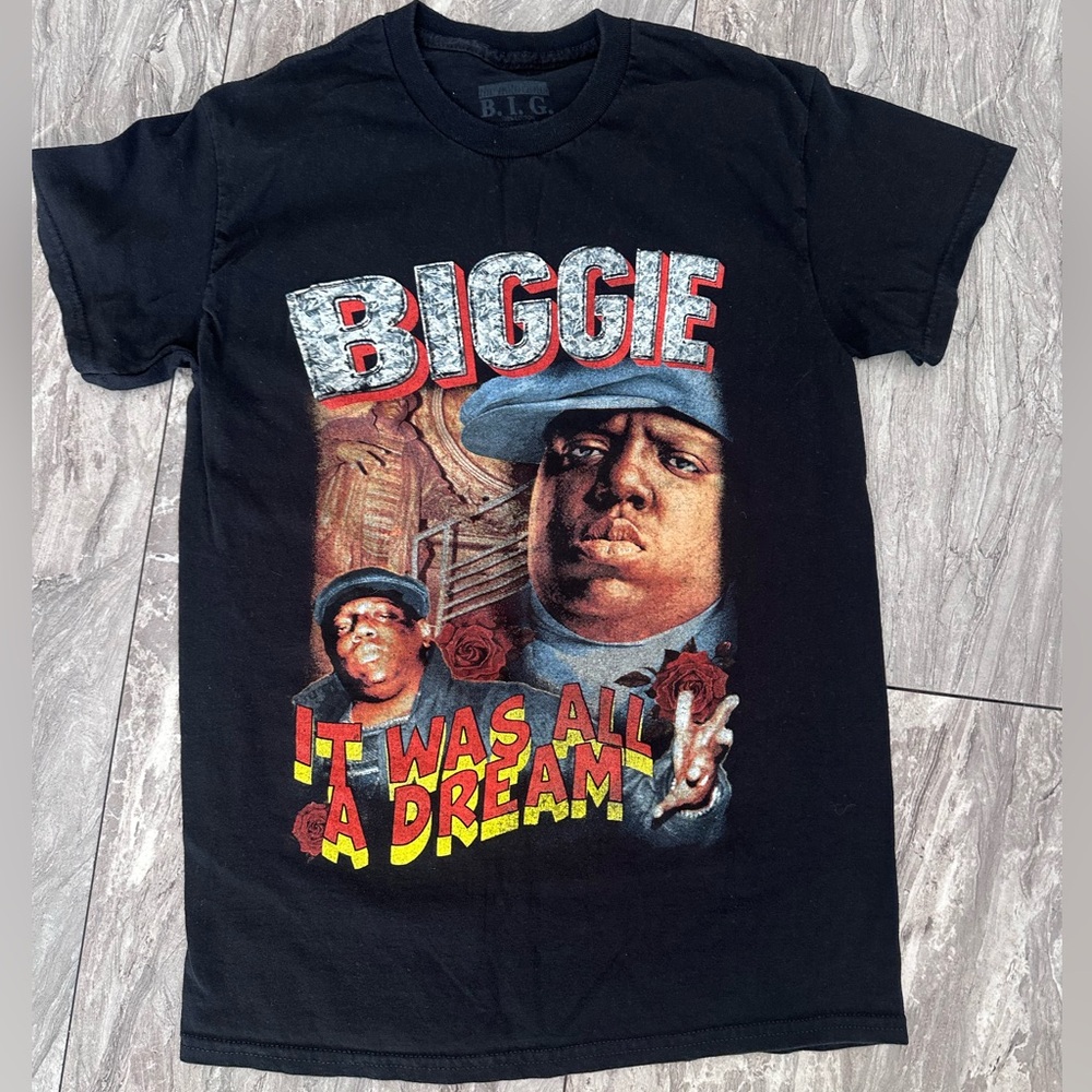Biggie‎ Smalls Shirt It Was All A Dream Black Vintage Style Rap Tee Size S